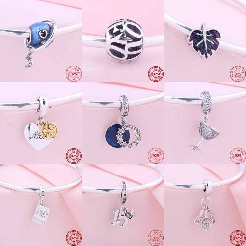 

New 925 Silver 15th 20th 30th 40th Birthday Pendant Love You Beads Fit Pandora Charm Bracelet Women DIY Original Jewelry Joyas