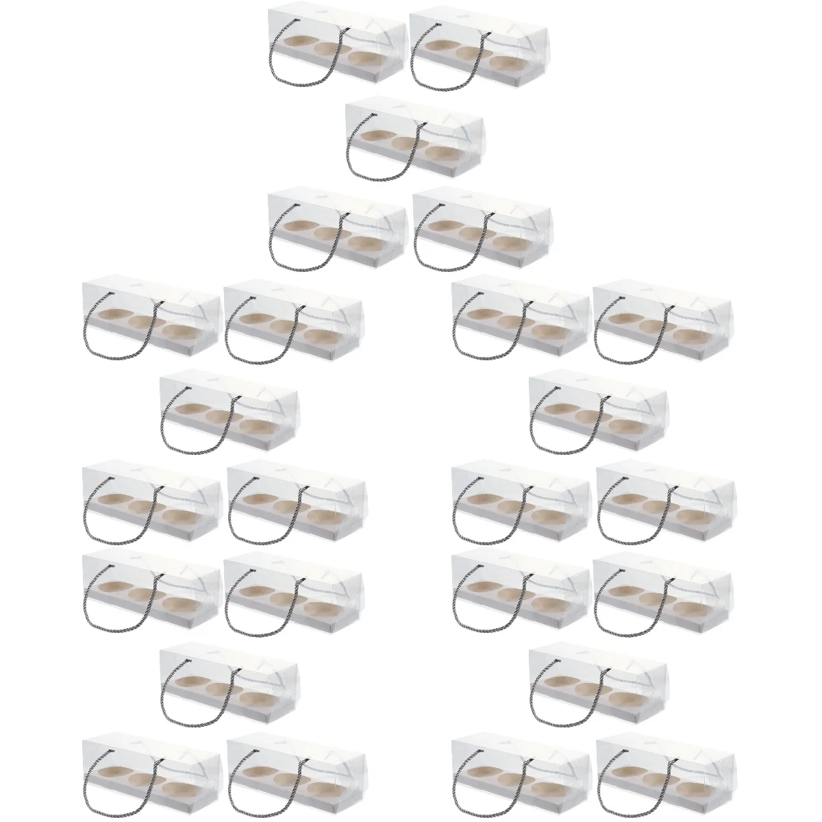 

50 Pcs Packing Box Simple Egg-Yolk Puff Cases Square Containers Lids Dessert Cake Nylon Bride Go Food