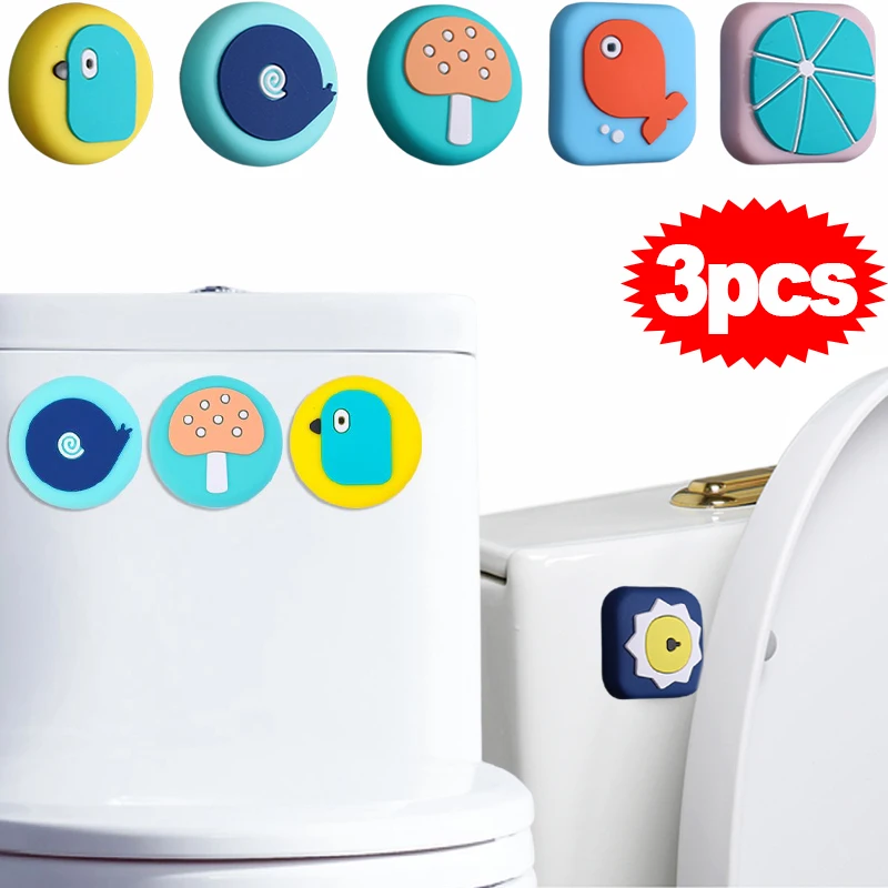 

3pcs Door Protective Sticker Cartoon Silica Gel Door Handle Buffer Wall Toilet Doorknob Bumper Walls Furniture Protection
