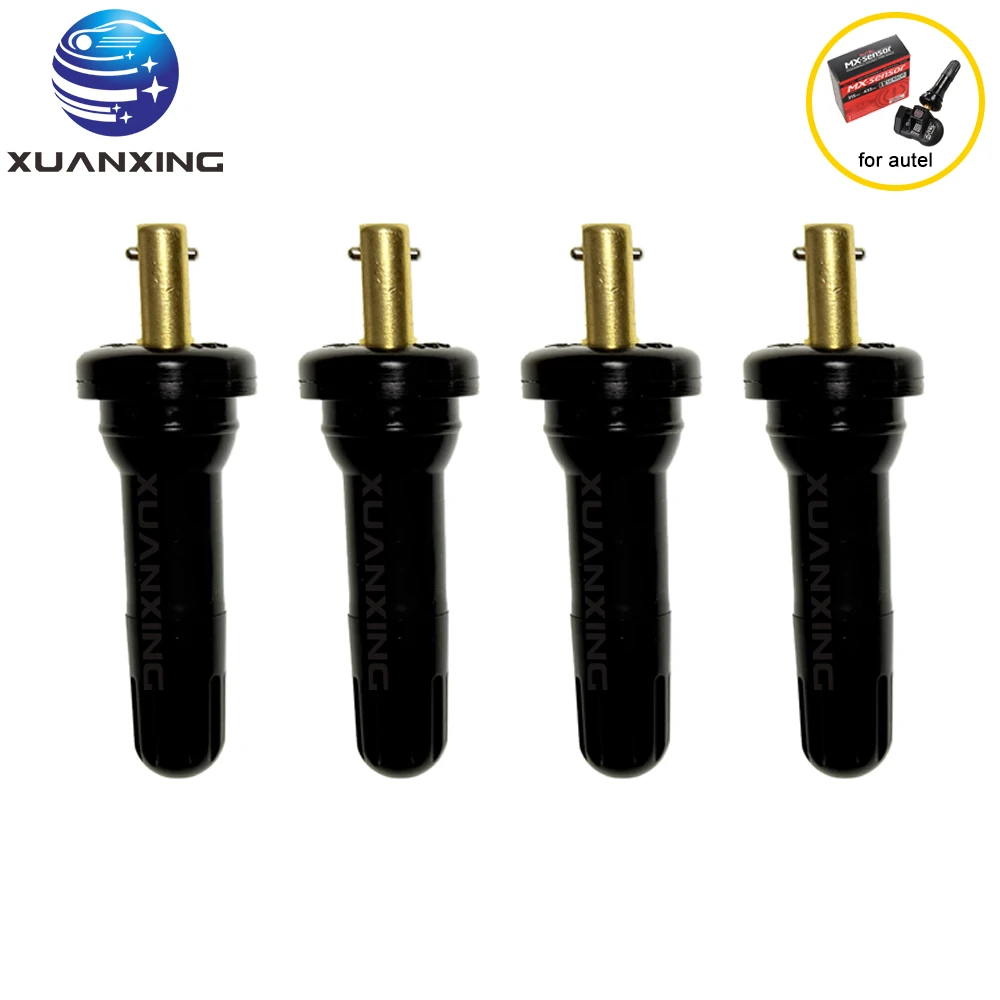 

4 шт. шток клапана для шин, металлическая резина, черный TPMS для датчика Autel MX