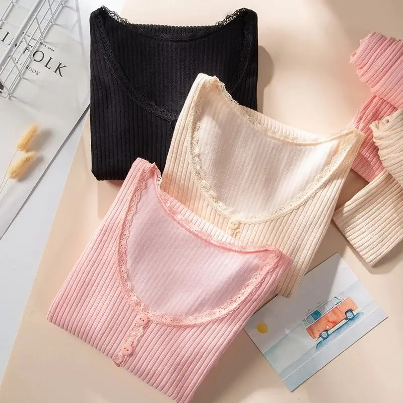 

Осенняя одежда и длинные брюки, костюмы, женское хлопковое термобелье, Женский облегающий свитер, обтягивающее базовое тонкое осенне-зимне...