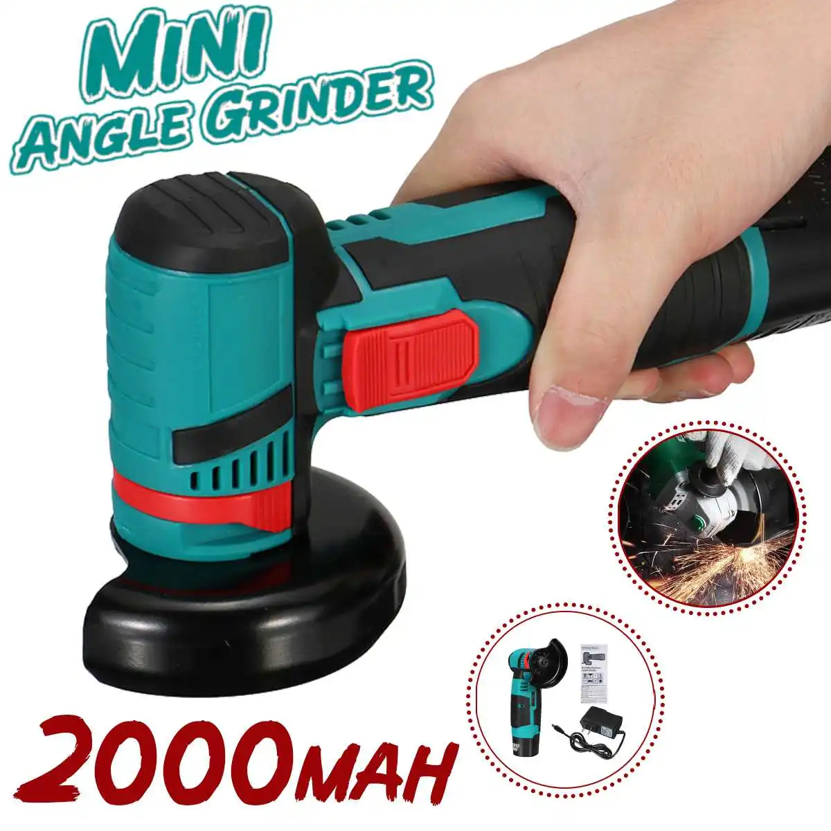 

100MM Mini Brushless Cordless Angle Grinder Cutter Cutting Machine Polisher DIY Rechargeable Power Tools With Lithium Battery