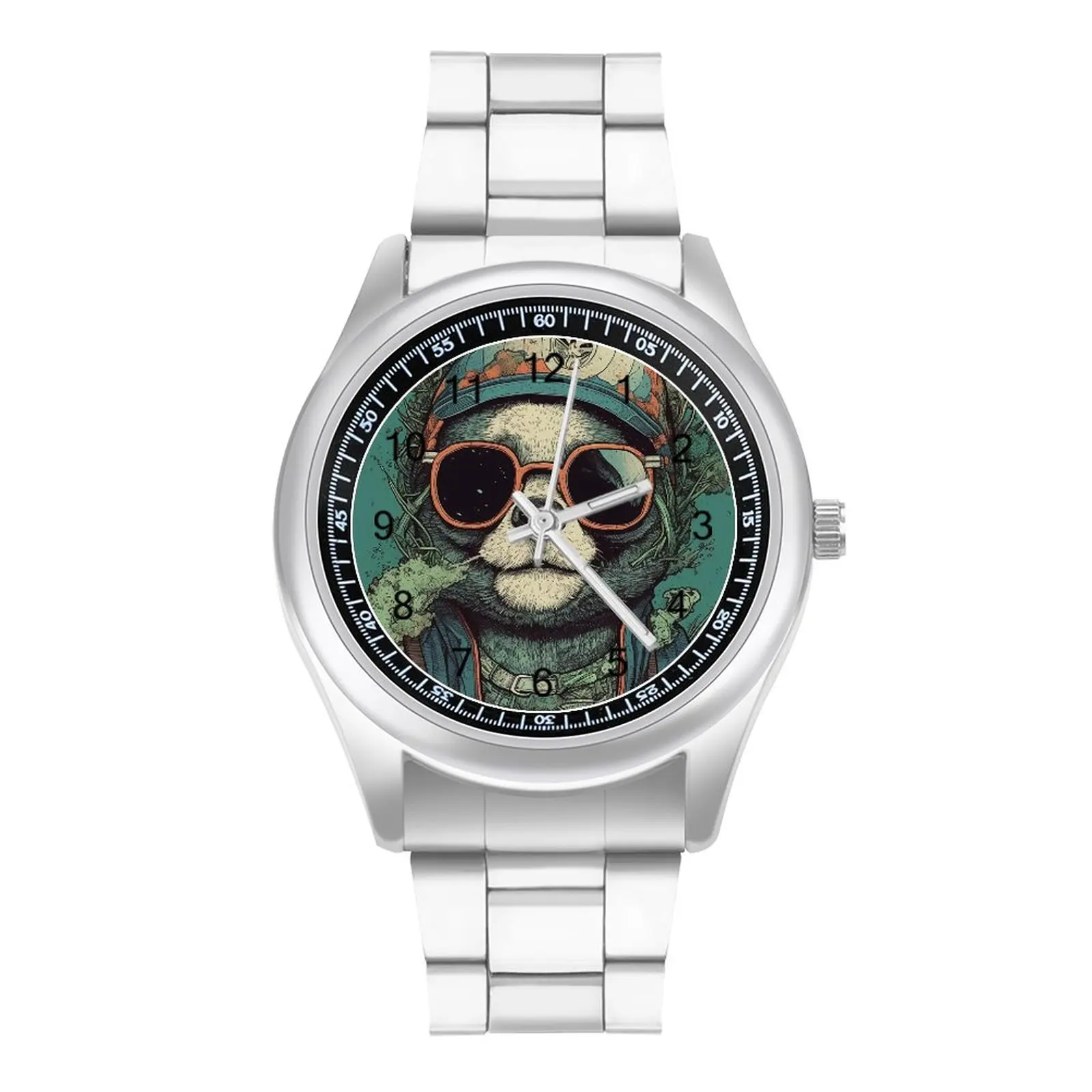 

Panda Quartz Watch Illustration Pop Caricatures Photo Elastic Wrist Watch Steel High Quality Fishing Boys Wristwatch