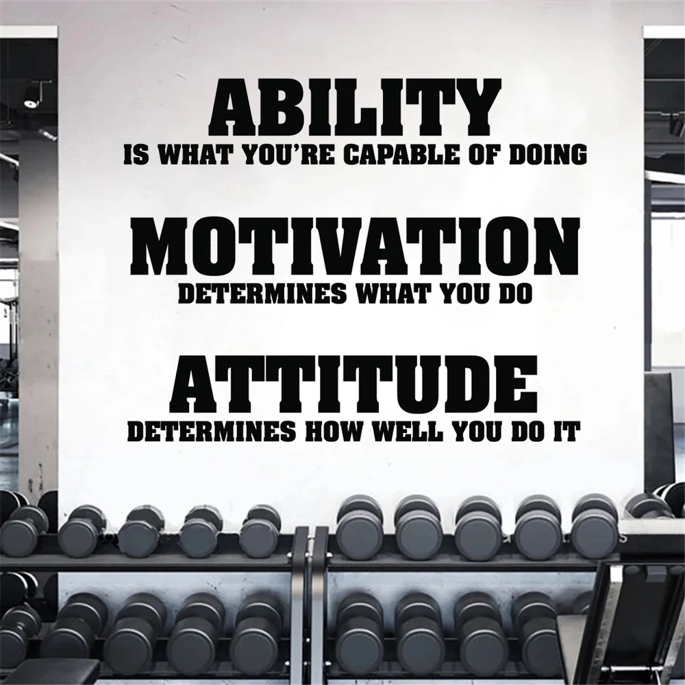 

Ability Motivation Attitude Quotes Wall Decal Vinyl Fitness Decor Stickers Gym Boys Girl Inspiring Exercise Workout Mural HJ1451