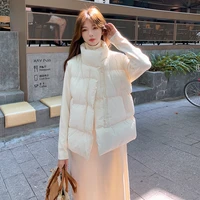autumn winter 2022 korean solid warm waistcoat womens stand collar zipper loose thick bread vest jacket
