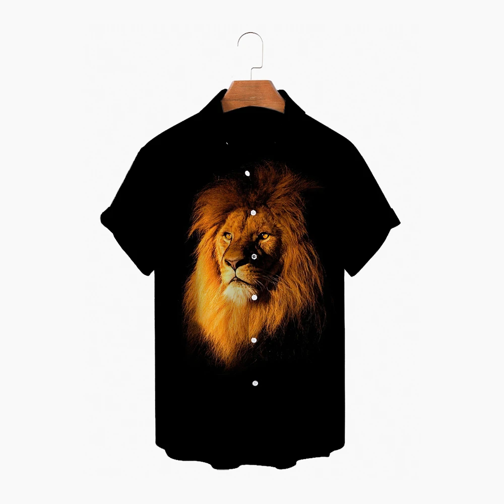 

Мужская рубашка на пуговицах Mr. Wonder The Lion King с 3D принтом, мужская повседневная Пляжная гавайская рубашка с короткими рукавами, уличная одежда...