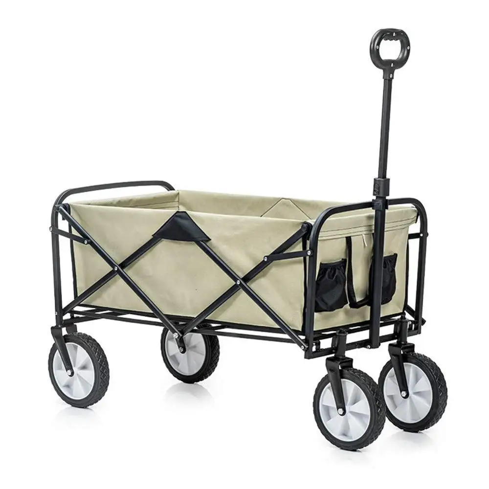 

Hot Sale Camping Trolley Foldable Beach Wagon Carts Portable Easy To Carry For Camping And Outdoor Activities With Wooden Cover