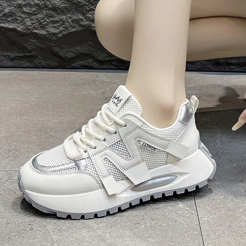 Женские Спортивные Кроссовки С Серебряной Сеткой