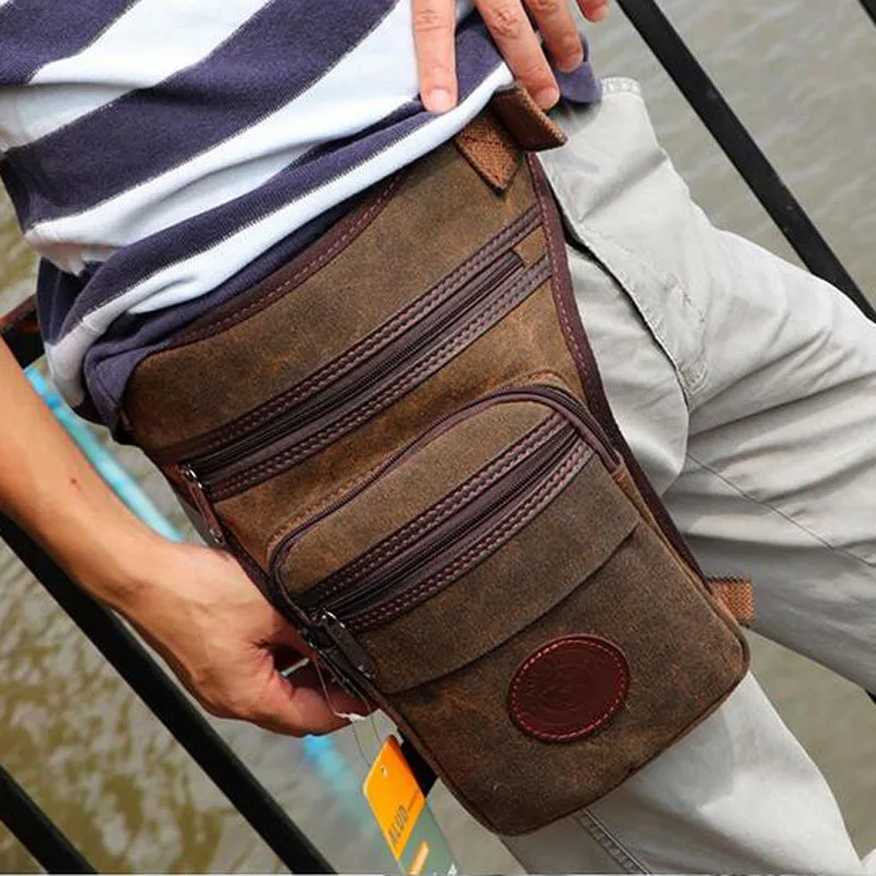 

Men Canvas Drop Leg Bag Waist Fanny Pack Belt Hip Military Travel Motorcycle Multi-purpose Malel Messenger Shoulder Bags