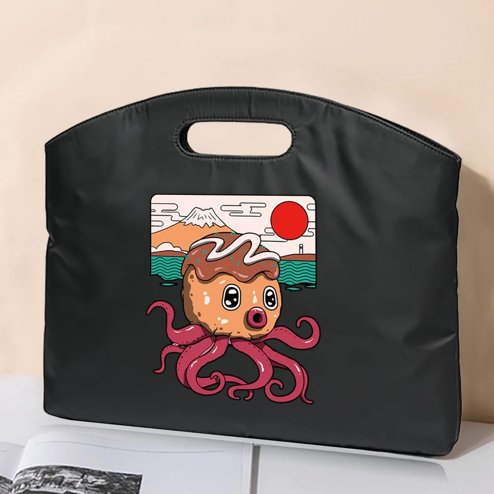2022 Briefcase Portable Document Bag A4 Office Large Capacity Men Women Cute Monster Print Information Handbag Briefcase Meeting
