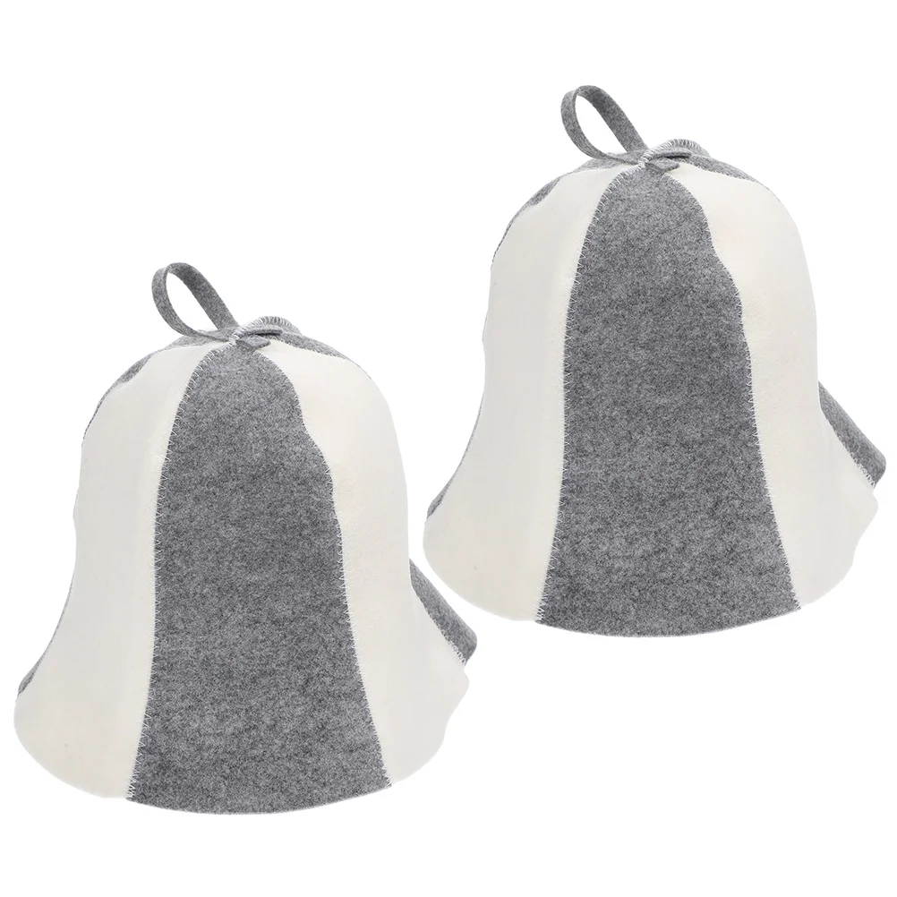 

2 Pcs Felt Sauna Hat Thickened Hats Portable Steam Room Stylish Comfortable Caps Adult Swim Bath Bathroom Reusable