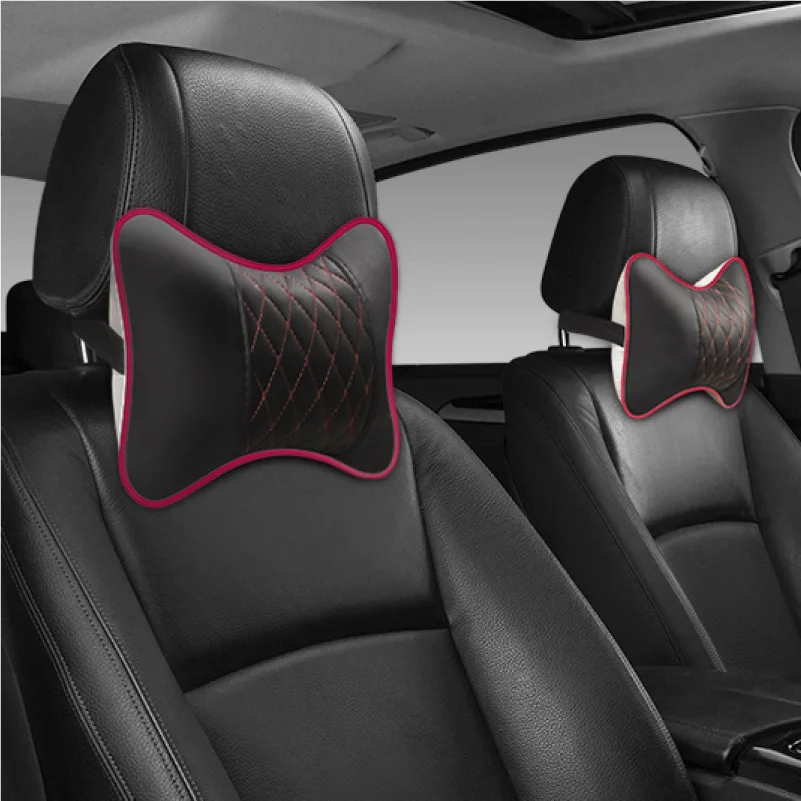 

1pcs Pack Headrest Car Neck Pillows Both Side PU Leather For Head Pain Relief Filled Fiber Universal Car Pillow