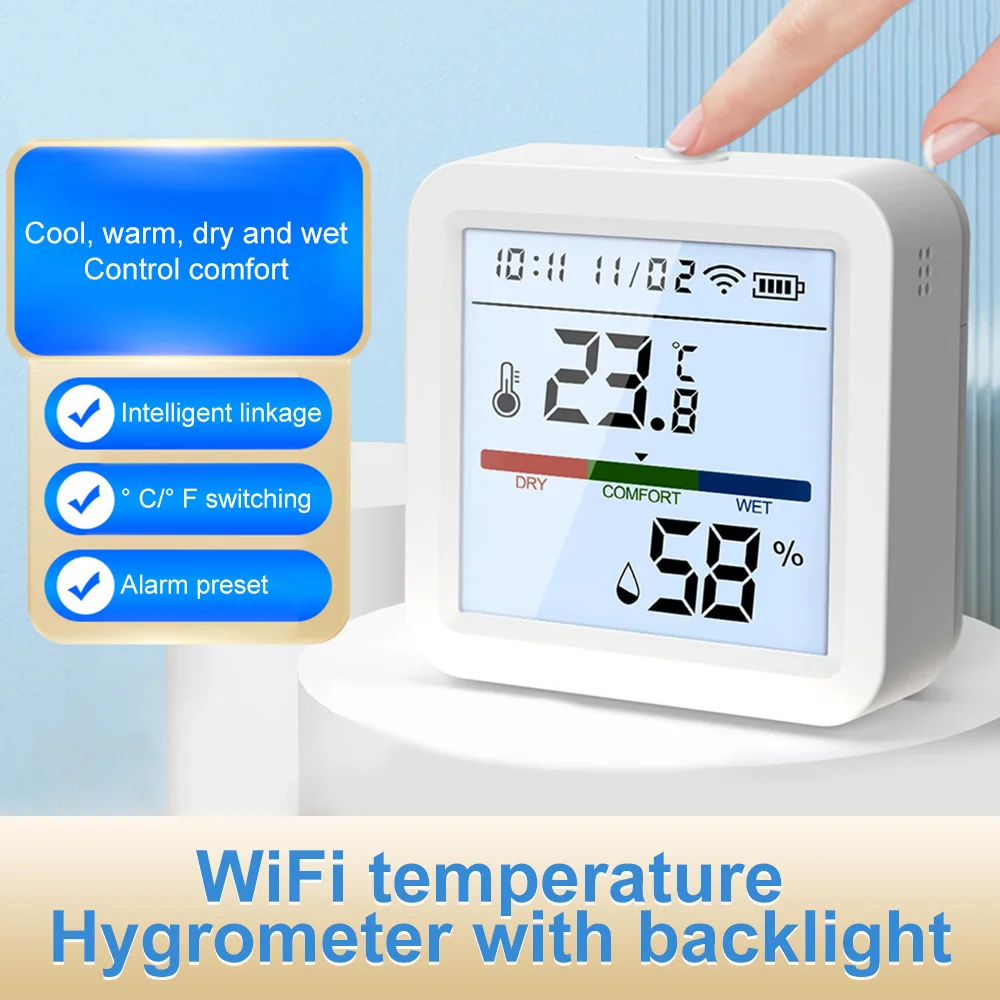 

Smart WIFI Temperature And Humidity Sensor Indoor Hygrometer Thermometer With LCD Display