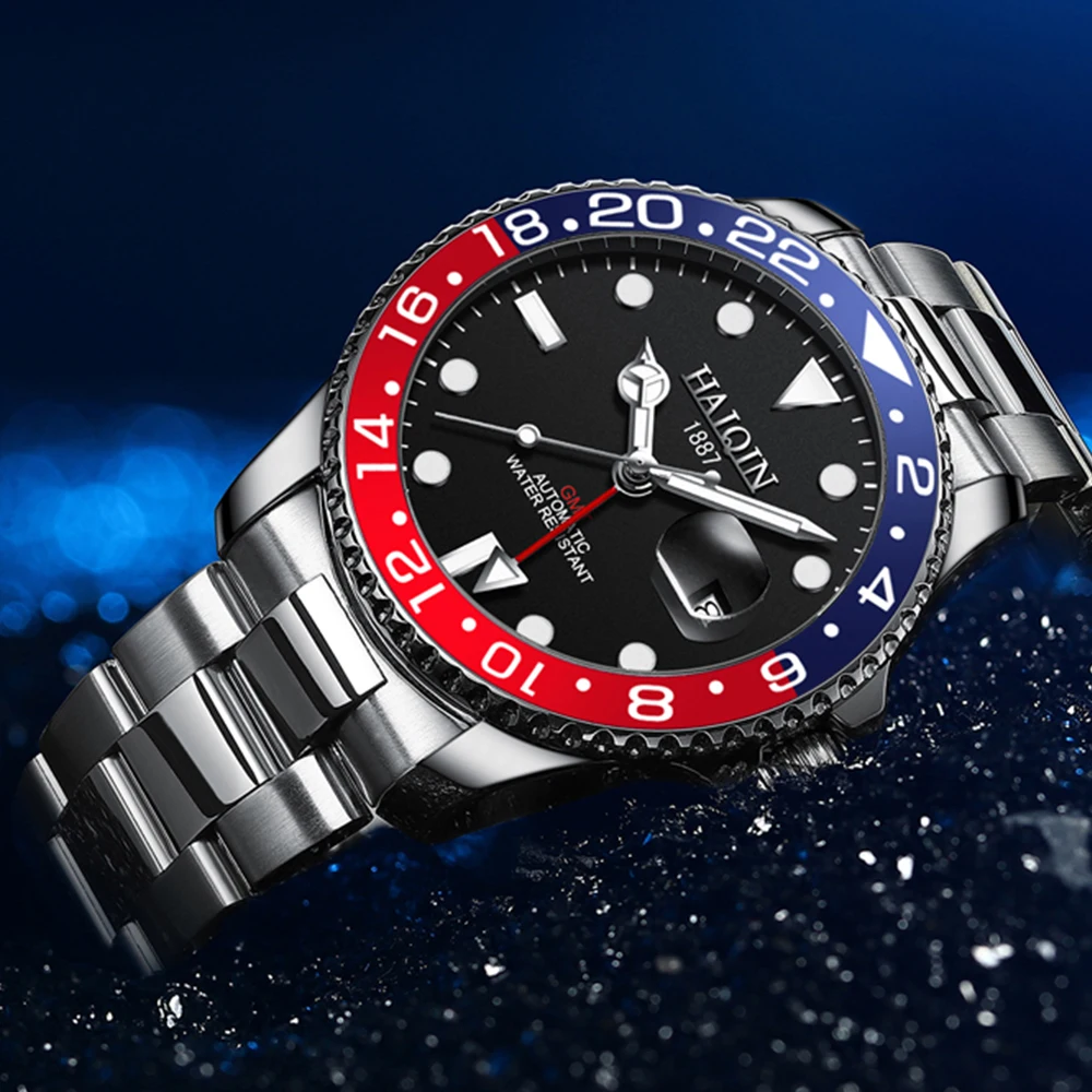 Часы наручные GMT Мужские автоматические многофункциональные деловые спортивные