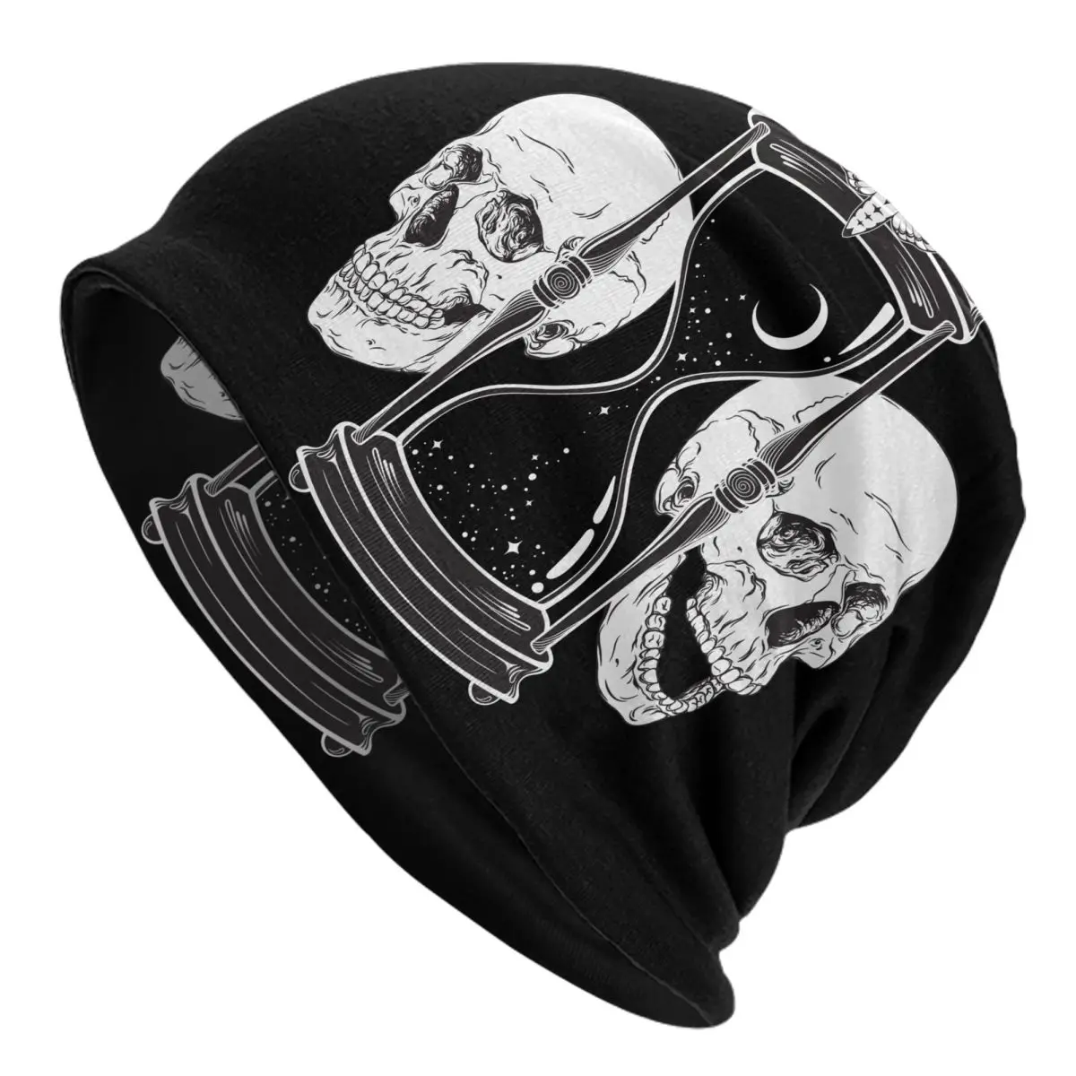 

Песочные часы с Луной и звездами, мужские облегающие шапки для женщин, зимние шапки, вязаная шапка унисекс, Кепка в стиле хип-хоп