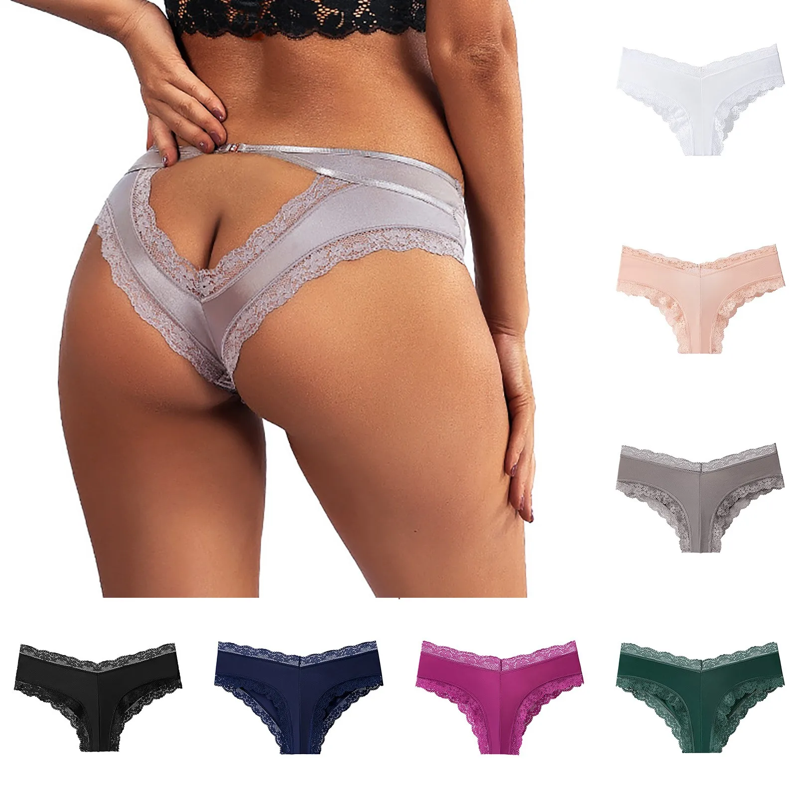 

Хлопковые трусики, женские кружевные прозрачные трусики с заниженной талией и сердечками, ажурные трусы, бесшовное женское нижнее белье, ни...