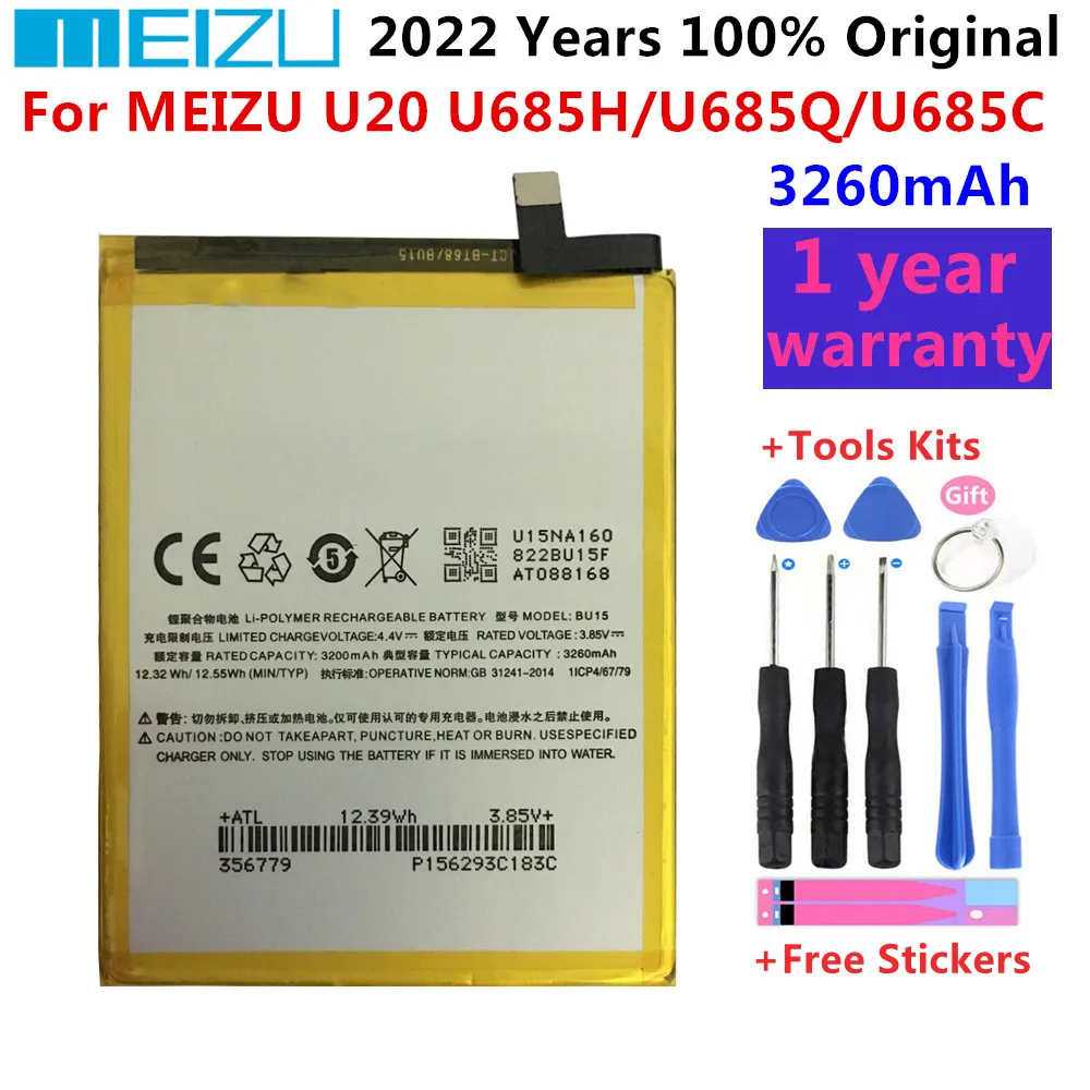 

Original Phone Battery BU15 for Meizu U20 U685H/U685Q/U685C 3260 mAh High Quality Replacement Battery Rechargeable Batteries