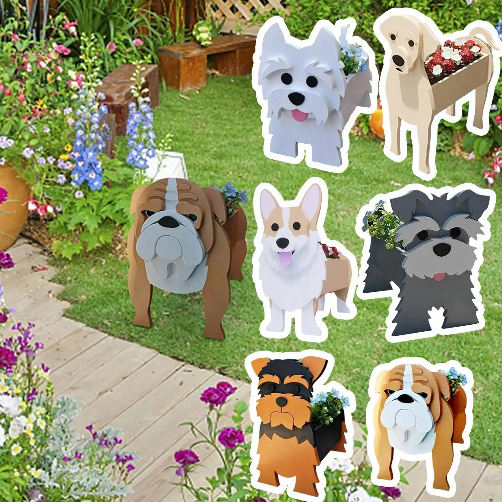

Милая собака, цветочный горшок для собаки, садовый плантатор, поставка, садовые горшки для дома E5A8