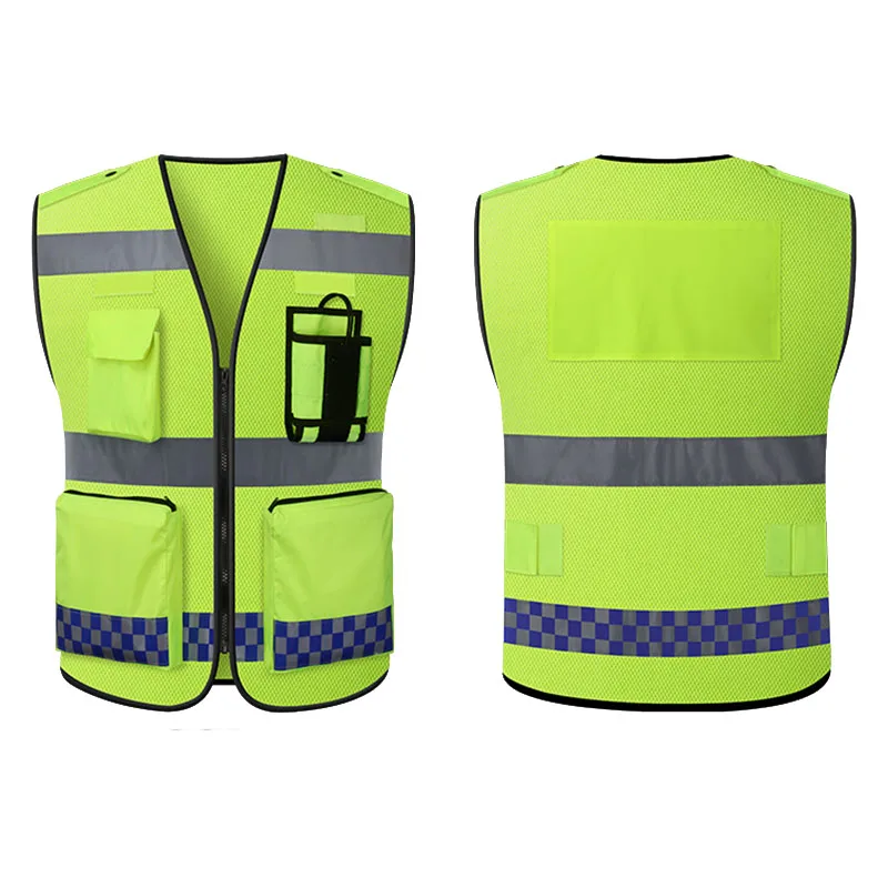 Фото Оранжевый защитный жилет с отражающими полосками, жилет Hi Viz Vis с карманами, светоотражающий защитный жилет для работы №4