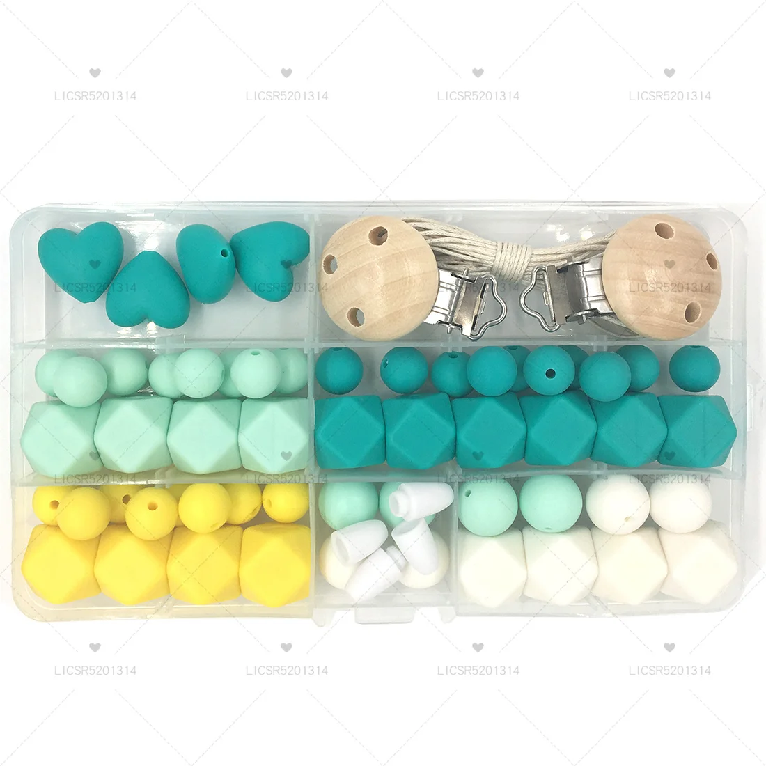 Baby Silicone Teether DIY Crafts Set Pacifier Clips Toy Safe And Natural Silicone Hexagon Beads Teether Necklace Pendants Gift
