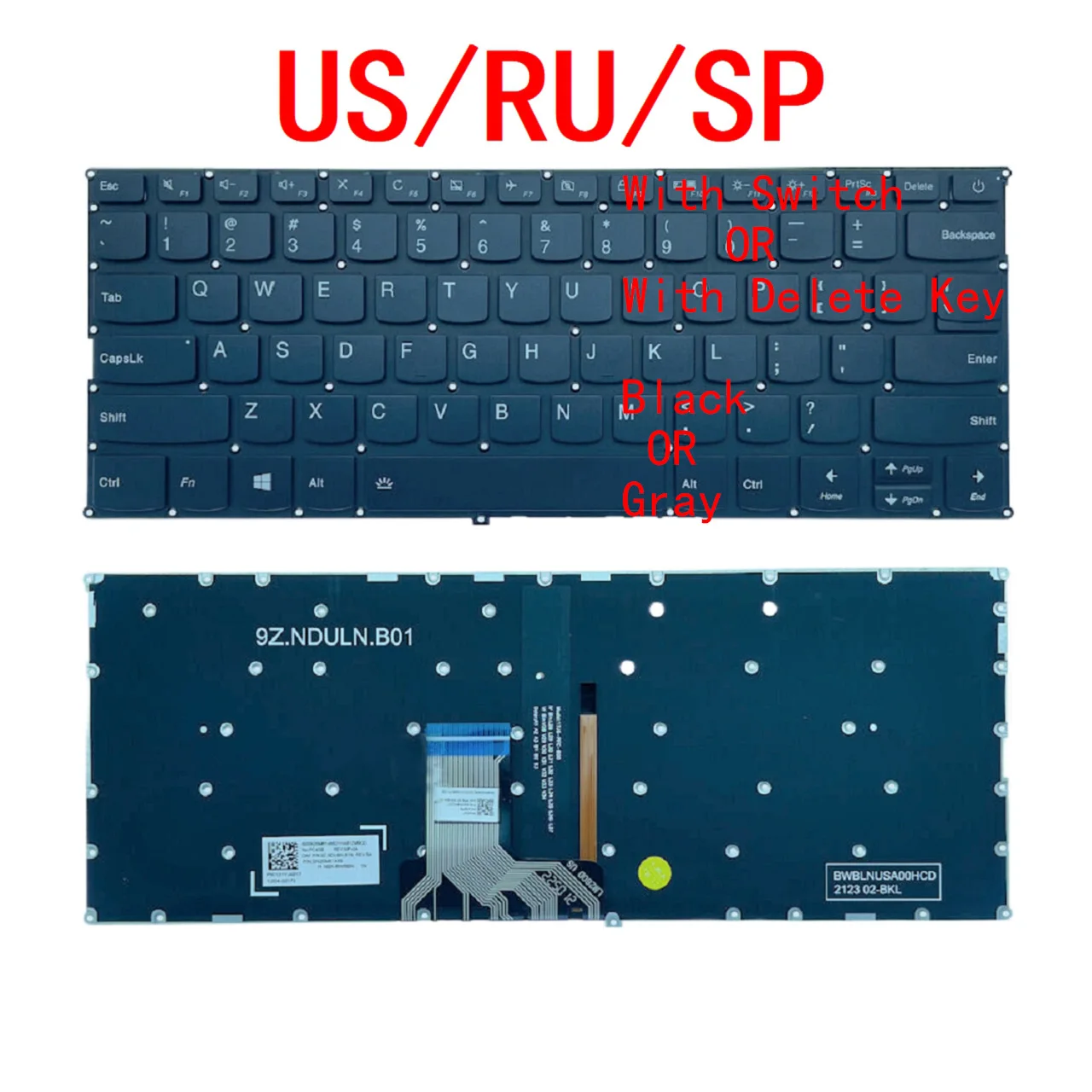 

New US Russian Spanish Laptop Backlit Keyboard For Lenovo Ideapad 720S-14 Xiaoxin 7000-13 320S-13 V720-14 720S-14IKB V720-14ISE