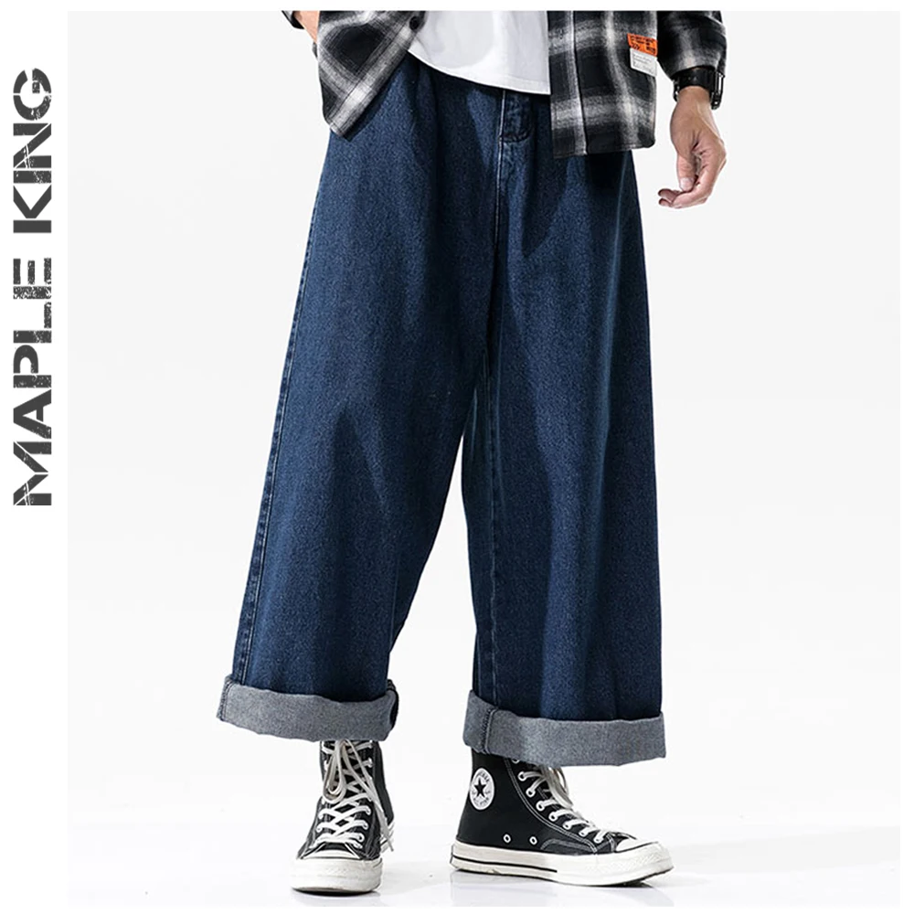 

Maple King Mens Blue Wide Leg Jeans Vintage Streetwear 2022 Korean Fashion Clothing Men Baggy Jeans Homme Pantalones Hombre 5XL