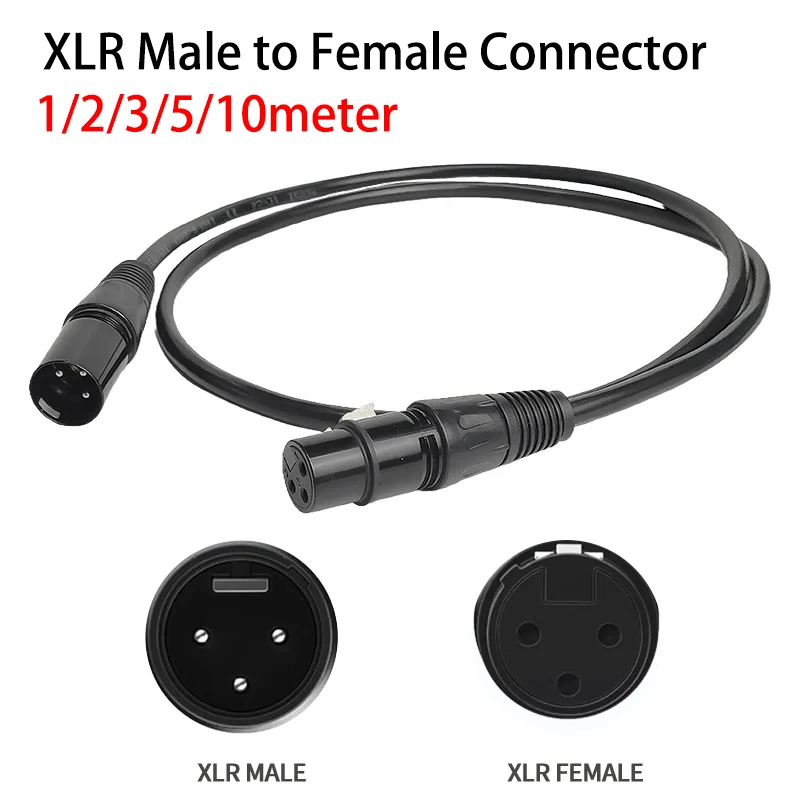 Фото Кабель XLR 3-контактный (папа-мама) 1/2/3/5/10 м, 3*18AWG/0.75мм², аудиокабель DMX для микрофона, сценического освещения и аудиомикшера №1