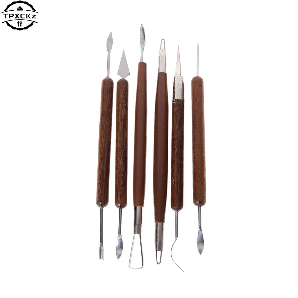 6Pcs/Set Clay Sculpting Kit Sculpt Smoothing Wax Carving Pottery Ceramic Tools Polymer Shapers Modeling Carved Tool