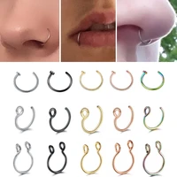 oocyspoo fake piering septum nose ring fashion punk non piercing stainless steel non perforation body jewelry