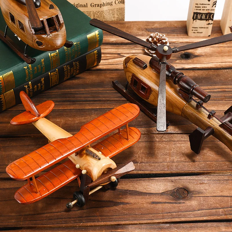 

Модель самолета деревянная в ретро стиле, украшение для гостиной, кабинета, рабочего стола, креативное украшение для дома