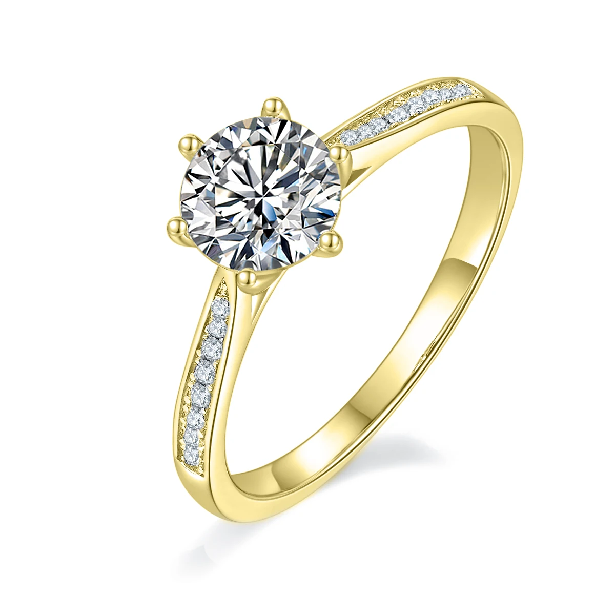 

GEM'S BALLET 925 Sterling Silver Moissanite Ring 1.0Ct Round Amazing Looking Divine Pave Set Moissanite Engagement Ring