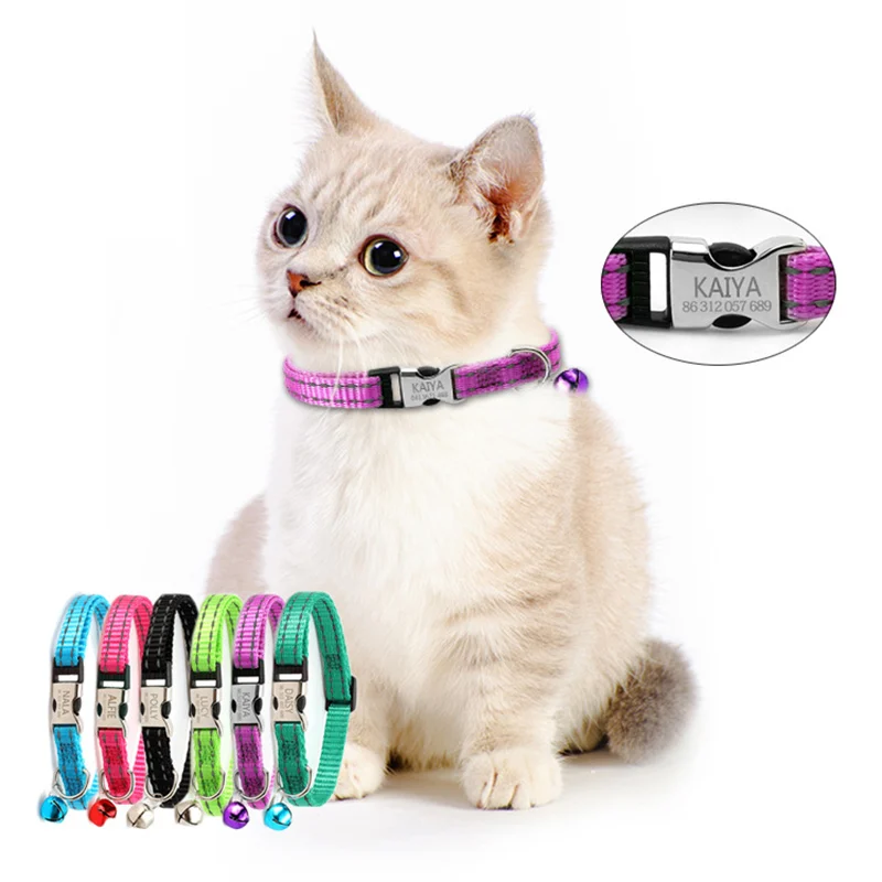

2 pcs Cute Bell Collar Adjustable Buckle Cat Collar Pet Supplies Can Carving Night Reflection Kitty Collar Dog Accessory
