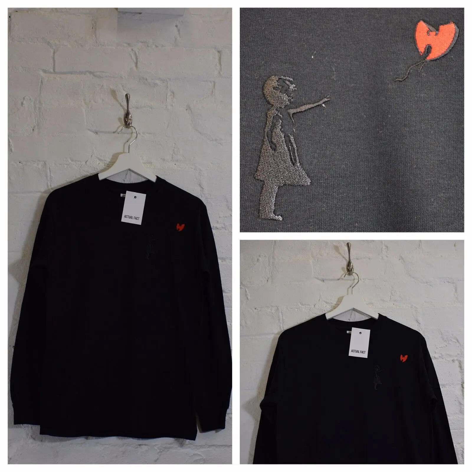 Черная футболка с длинными рукавами Actual Fact &quotW&quot Balloon x Banksy Street Art