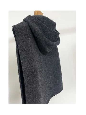 Шерстяной морской шарф с капюшоном, женский вязаный снуд, водолазка, капюшон, шаль