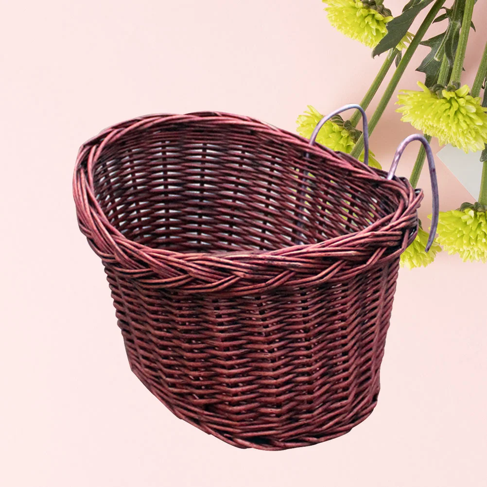 

Basket Biketote Front Dog Handlebar Shopping Pet Commuter Woven Rattan Holder Tricycle Baskets