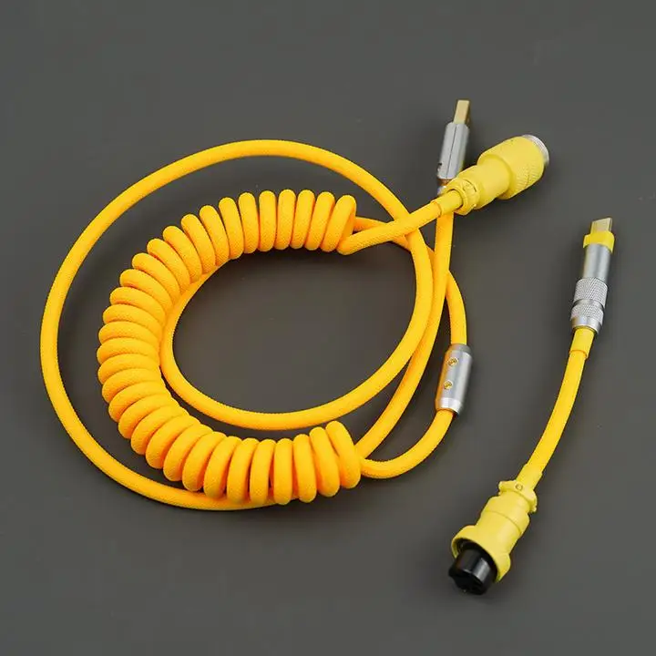 

YUNZII Custom Coiled Aviator USB Cable for Type-C Mechanical Gaming Keyboard-Pineapple