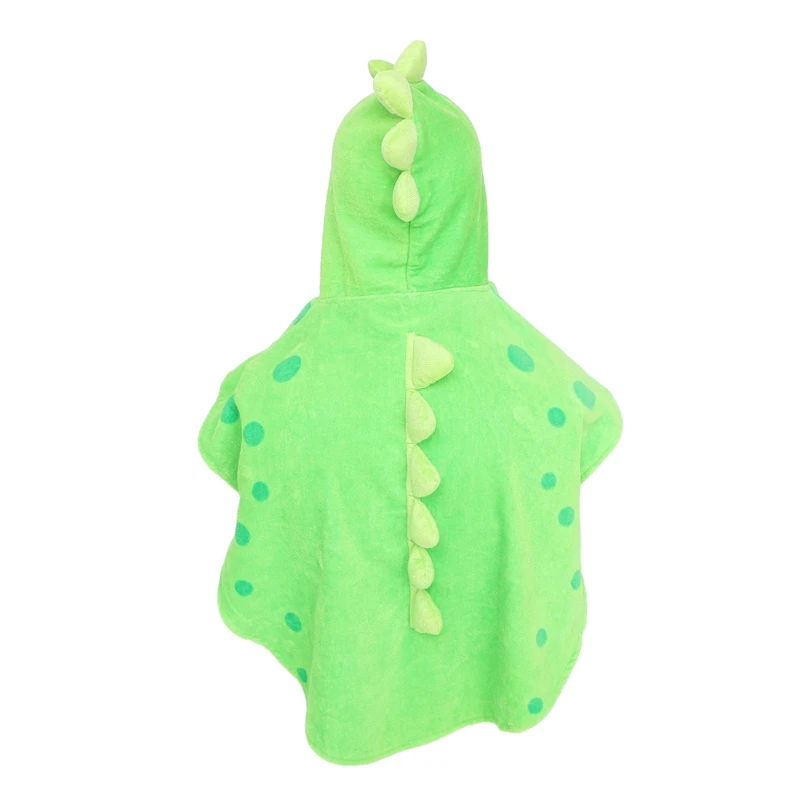 Robe Kids Hooded Beach Swimming Poncho Dinosaur Pattern(green+white 55 Cm X 110 Cm)