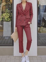 womens spring elegant casual blazer pantsuits striped jacket pencil pant 2 piece set lady formal business trouser suit