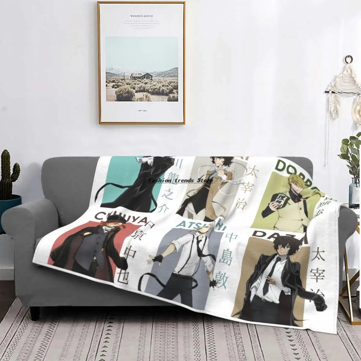 

Bungou Stray Dogs Flannel Blanket Osamu Dazai Fashion Throw Blankets for Home Rug Piece