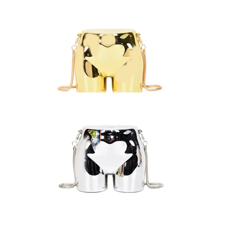 

2023 New Women Fun Hip Shape Evening Bag Bridal Clutch Party Prom Wedding Handbag Crossbody Shoulder Bags Detachable Chain