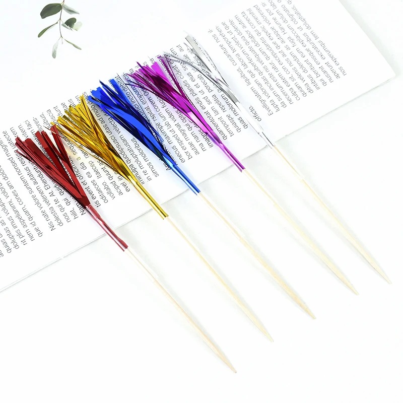 6 sztuk jednorazowa zastawa stołowa desery owocowe patyczki tęczowe fajerwerki ozdoba na wierzch tortu ślub Baby Shower urodziny DIY dekoracja