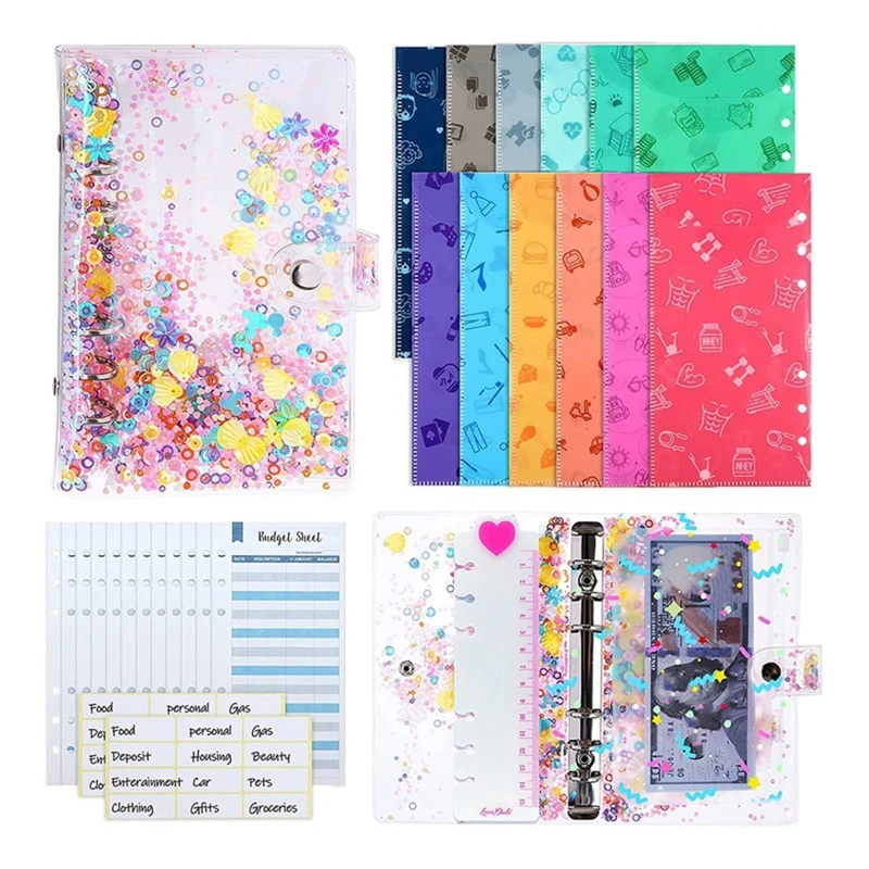 

Adorable A6 Binder Budget Envelope Planner Organizer w/ Cash Envelopes Sticker 24BB