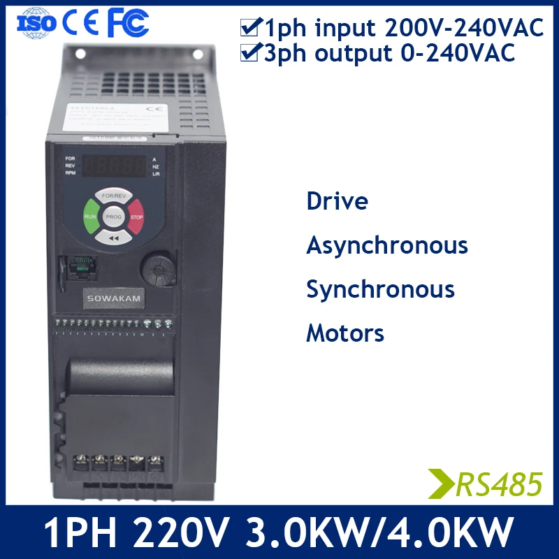 

VFD Inverter 3.0KW 4.0KW 1 Phase Input 200V-240V 3PH Output 220V Synchronous Asynchronous Motor Control Speed Regulator AC Drive