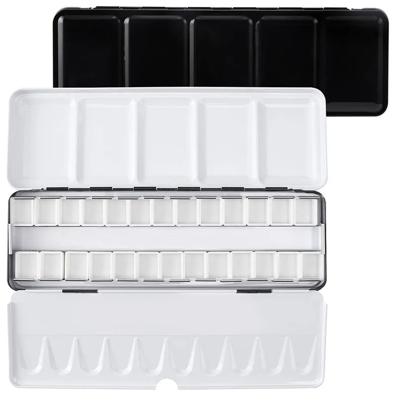 Portable Empty Metal Watercolor Palette Tin Box with 26 Half Pans for Oil Acrylic Gouache Paints Students |