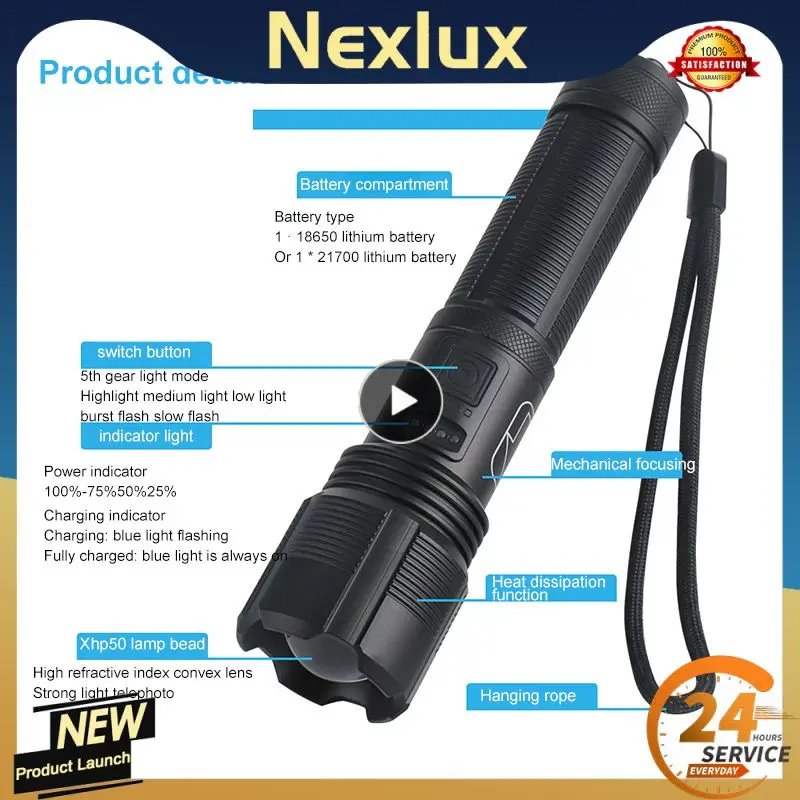 

Lampe LED Tactique Ultra Puissante, Étanche, Rechargeable Par USB, Lanterne De Camping Ultra Lumineuse, XHP50 Emergency Bike