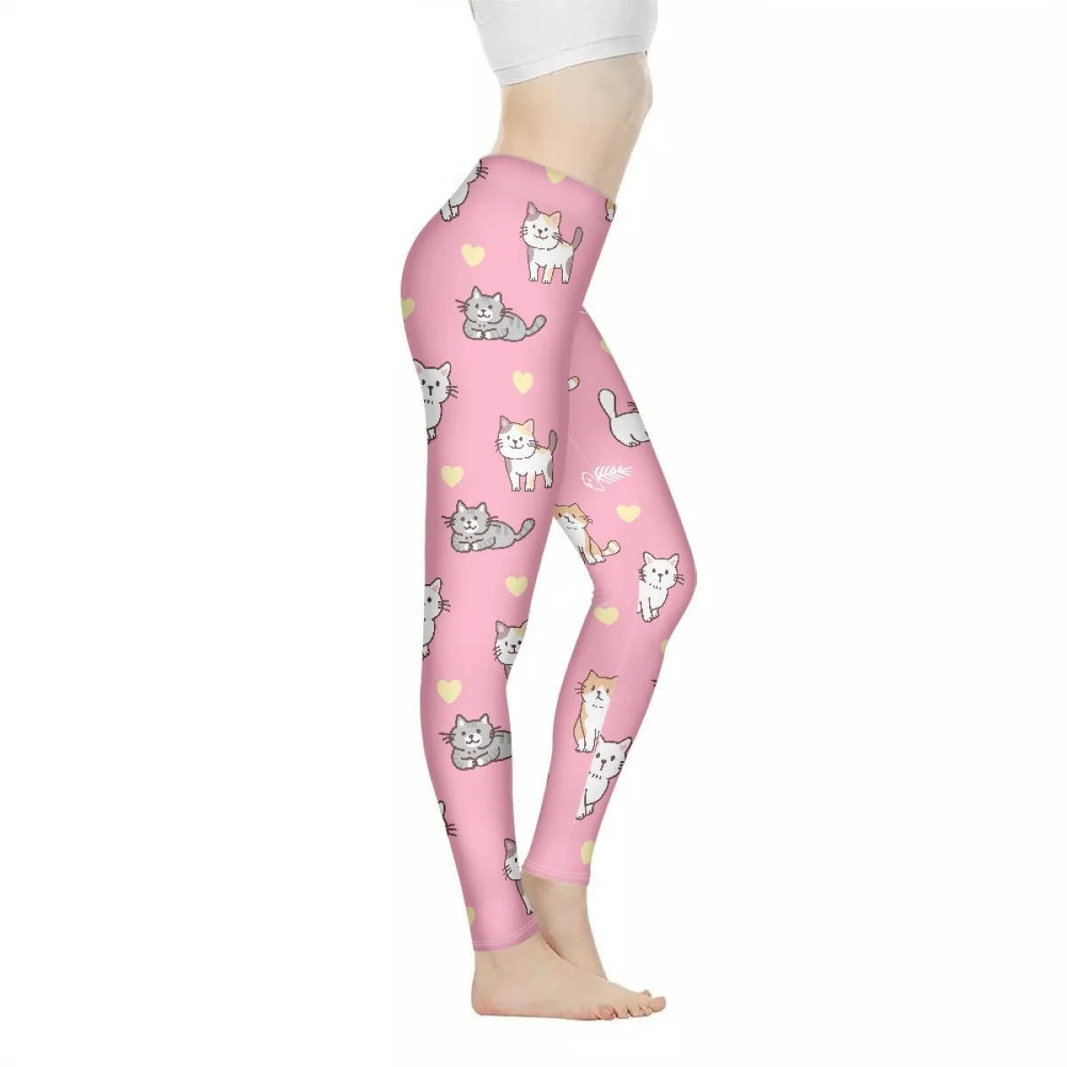 

Спортивные Леггинсы женские штаны для йоги с мультяшным котом кавайная тренировочная одежда для фитнеса штаны для бега йоги эластичные спортивные трико для тренажерного зала