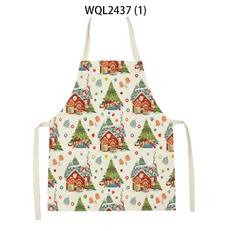 

Фартук из льняной ткани без рукавов с рисунком рождественской елки, фартук для дома, праздничное украшение, инструменты для уборки кухни, за...