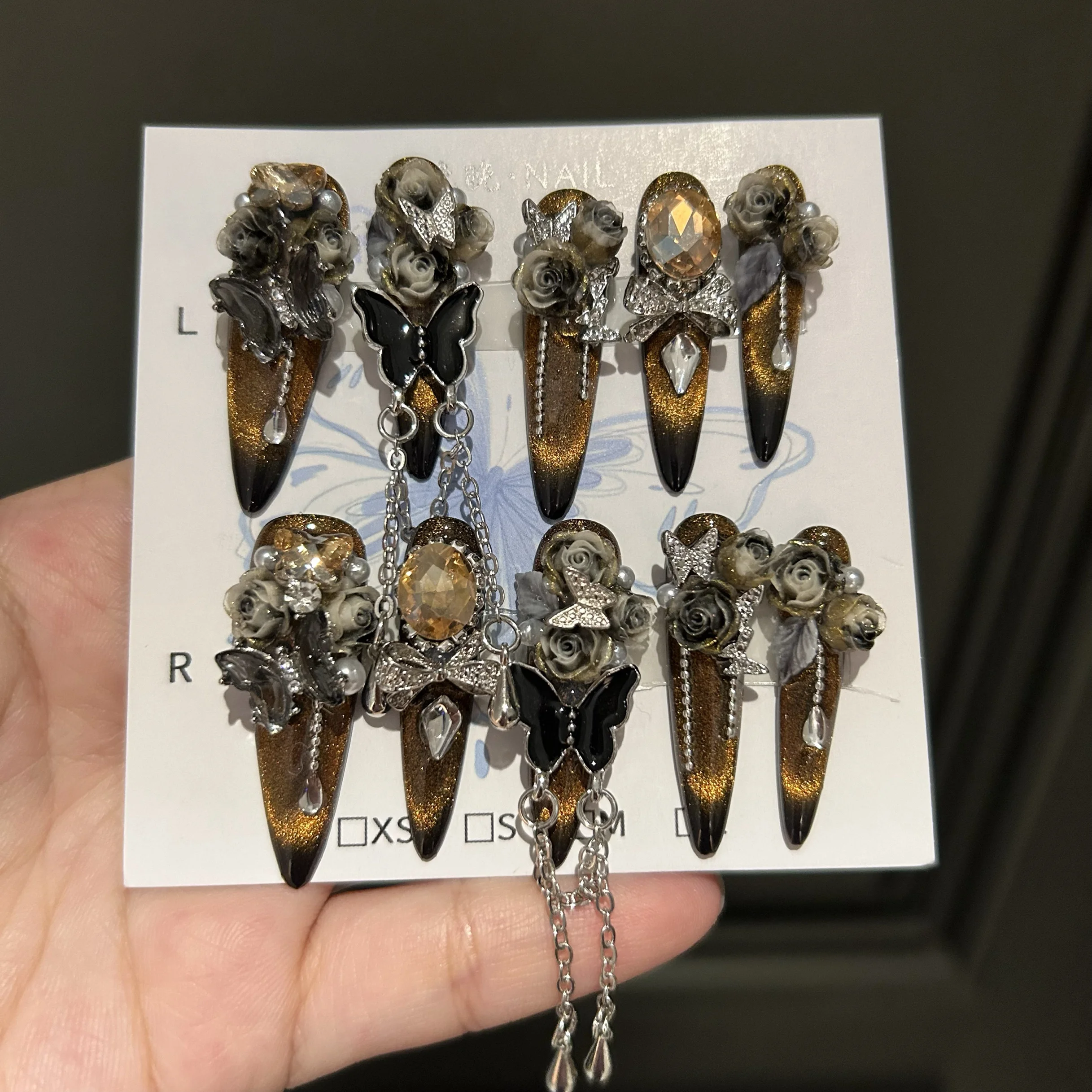 Ручная работа 10 шт. роскошные высококачественные кошачьи глаза роза бабочка