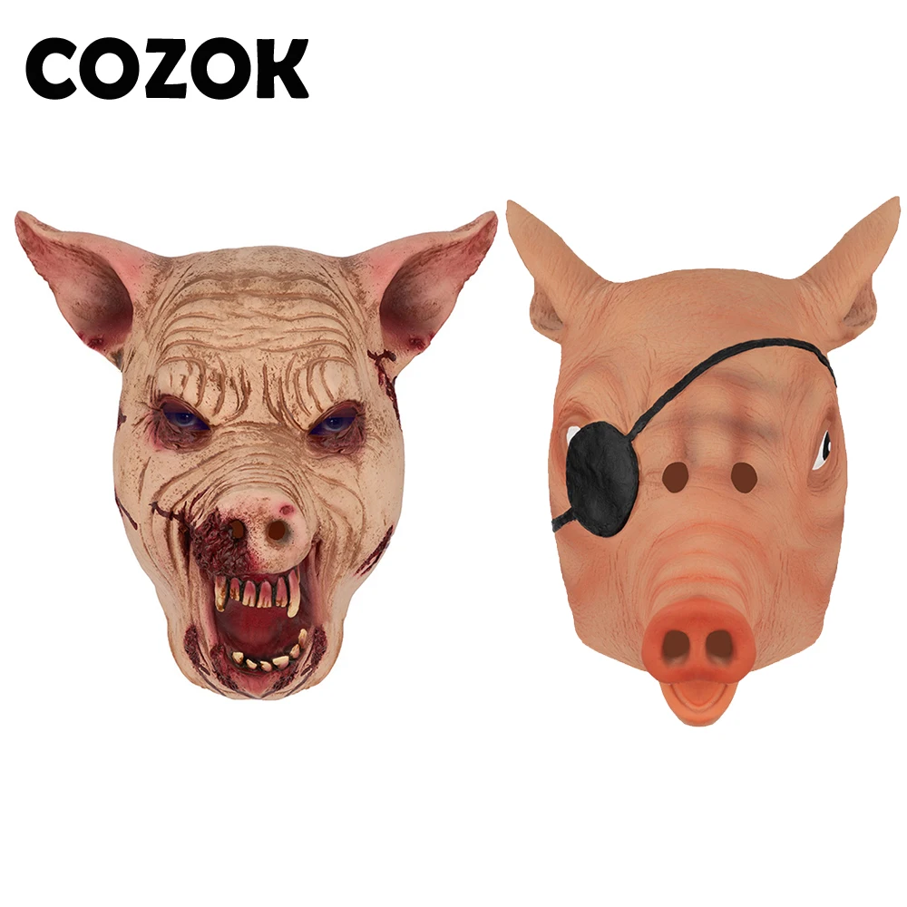 

COZOK Movie Bullets of Justice Horror Creepy Pig Head Mask Latex Mask Animal Scary Halloween Cosplay Costume Props