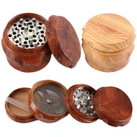 4 layer resin wooden tobacco grinder 40mm drum type herb grinder magnetic lid metal filter manual smoke crusher smoking tools